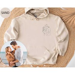 custom portrait hoodie, custom portrait from photo, outline photo sweatshirt, couple line art sweater, bridal portrait s