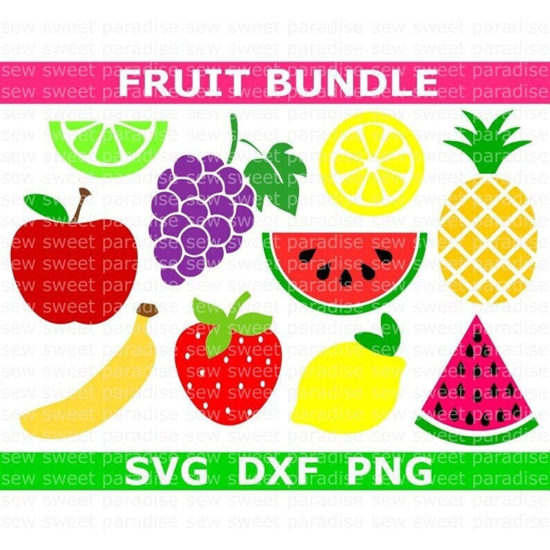 Fruit SVG Bundle, Tropical Fruit SVG, Digital Download, Cut Files, Sublimation, Clipart (includes 10 individual svgdxfpng file formats) - 1.jpg
