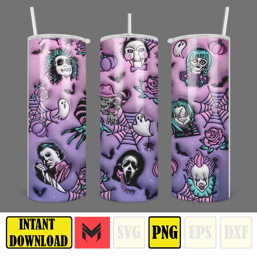 3D Inflated Sublimation Tumbler Design Download PNG, 20 Oz Digital Tumbler Wrap PNG , Instant Download (26).jpg