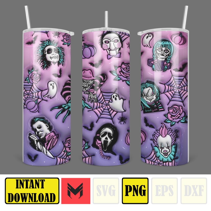 3D Inflated Sublimation Tumbler Design Download PNG, 20 Oz Digital Tumbler Wrap PNG , Instant Download (26).jpg