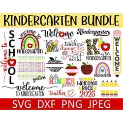 kindergarten svg bundle, kindergarten teacher svg, school, digital download, cut files, sublimation (18 individual svgp