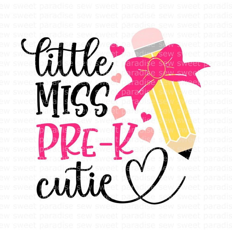 Little Miss Pre-K Cutie SVG, Preschool SVG, First Day of School SVG, Digital Download, Cut File, Sublimation (svgpngdxfjpeg files) - 1.jpg
