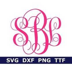 monogram svg ttf alphabet, fancy monogram, school monogram, digital download, cut files, 52 svgpngdxf files installabl