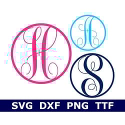 monogram svg ttf alphabet, keychain circle letters, school monogram, digital download, cut files, 26 svgpngdxf files i