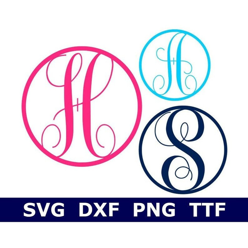 Monogram SVG + TTF Alphabet, Keychain Circle Letters, School Monogram, Digital Download, Cut Files, 26 svgpngdxf files + installable TTF - 1.jpg