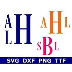 monogram svg ttf alphabet, stacked block font, digital download, cut files, sublimation, 62 individual svgpngdxf files