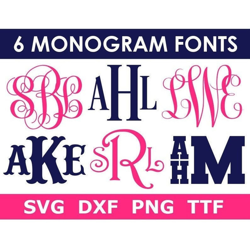 Monogram SVG Bundle + TTF, 6 Monogram Font Alphabets, Digital Download, Cut File, Engraving, Clip Art, individual svgpngdxf files + ttf - 1.jpg
