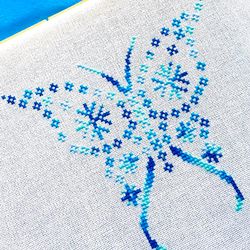 VARIEGATED SNOW BUTTERFLY cross stitch pattern PDF by CrossStitchingForFun Designs Instant Download