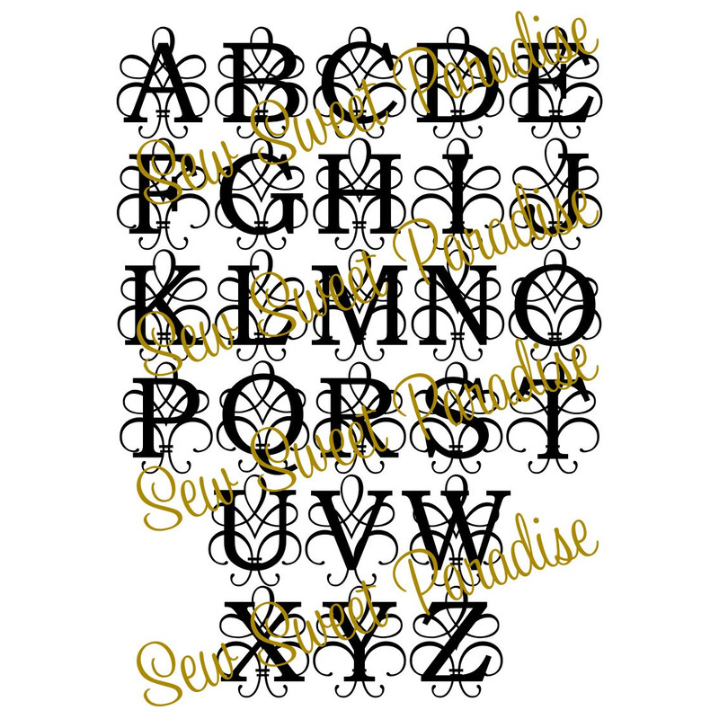 Monogram SVGDXFPNG Fancy Flourish Letters, Alphabet, Digital Download, Cut File, Engraving, Clip Art, 26 individual svgdxfpng cut files - 2.jpg