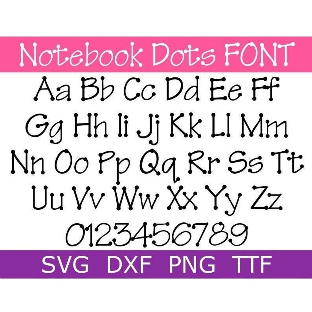 Notebook Dots Font SVG + TTF, Dots Font, School Font, Poster Font, Digital Download, 1 svg, 1 dxf, 1 png + 1 TTF File - 1.jpg