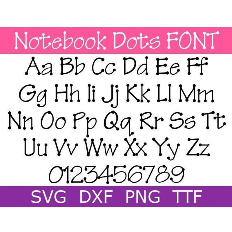 Notebook Dots Font SVG + TTF, Dots Font, School Font, Poster Font, Digital Download, 1 svg, 1 dxf, 1 png + 1 TTF File - 1.jpg