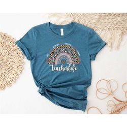 teach love inspire motivate listen encourage shirt, teacher rainbow shirt, leopard teacher shirt, teacher life shirt, te
