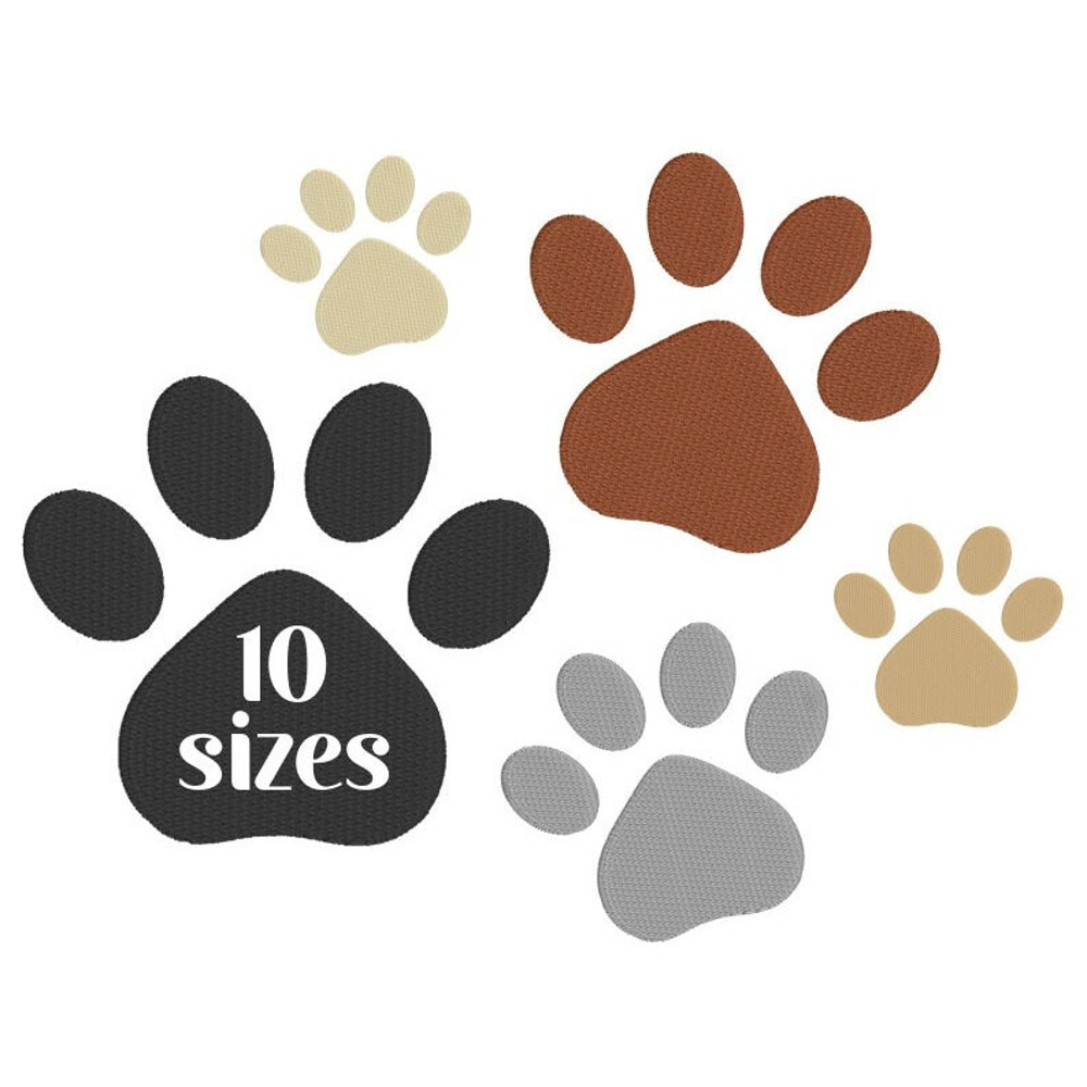 Paw Print Embroidery Design, MACHINE EMBROIDERY, Paw Print Embroidery, 10 Sizes, Digital Download - 1.jpg