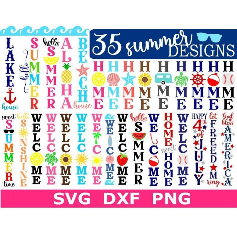 Porch Sign SVG Bundle, Beach, Patriotic, Summer, Digital Download, Cut Files, Sublimation, Clipart (35 individual svgpngdxf files) - 1.jpg