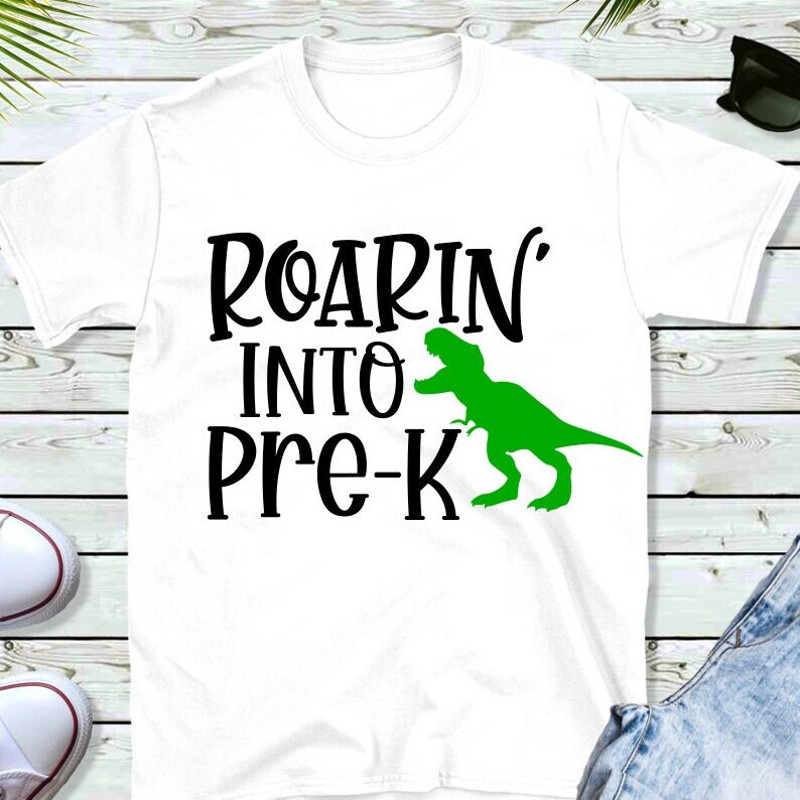 Pre-K SVG, Roarin' into Pre-K SVG, Dinosaur Shirt SVG, Preschool, Digital Download, Cut File, Sublimation (includes svgpngdxfjpeg files) - 2.jpg