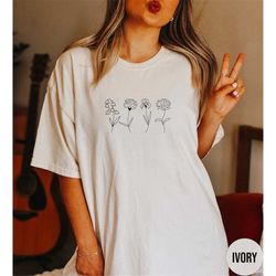 custom birth flower shirt, personalized birth month tshirt, valentine's day gift, birthday gift, gift for mom, oversized