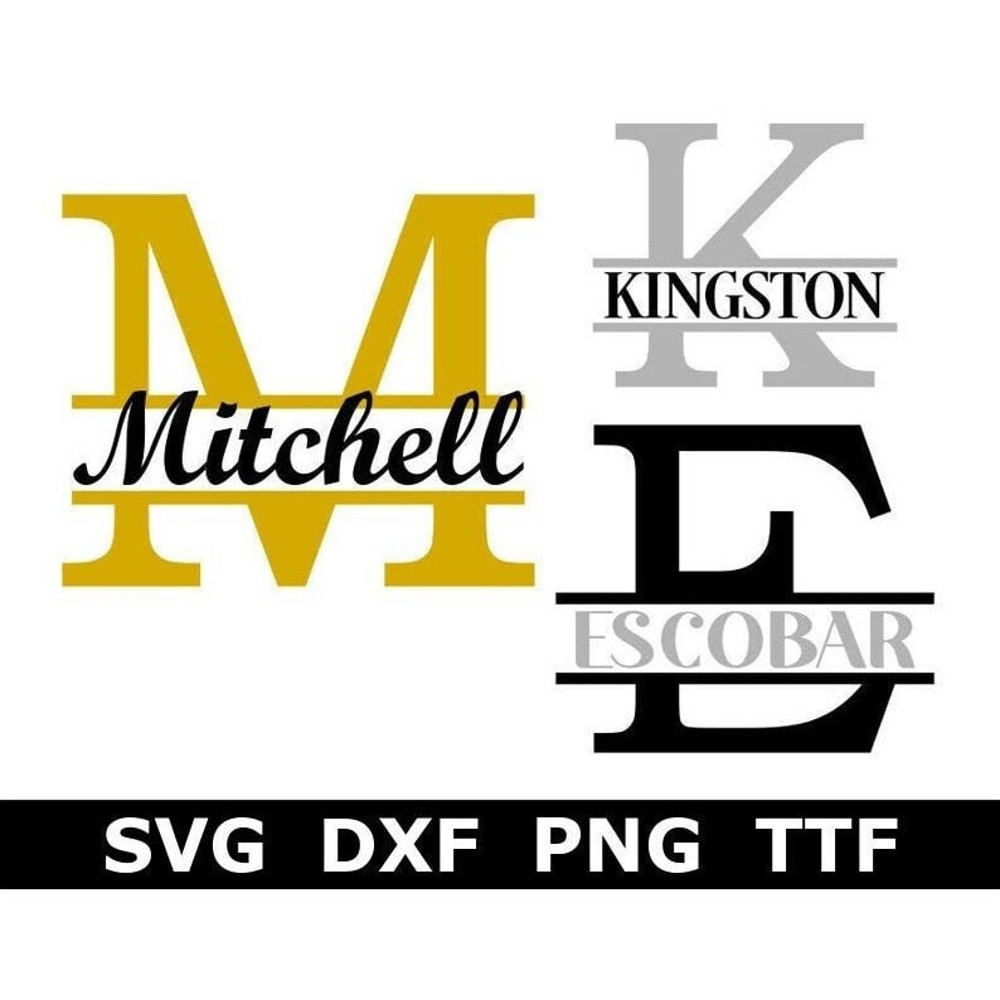 Split Monogram SVG + TTF Alphabet, Split Monogram Font, Digital Download, Cut Files, Engraving, 26 svgpngdxf files + TTF file - 1.jpg