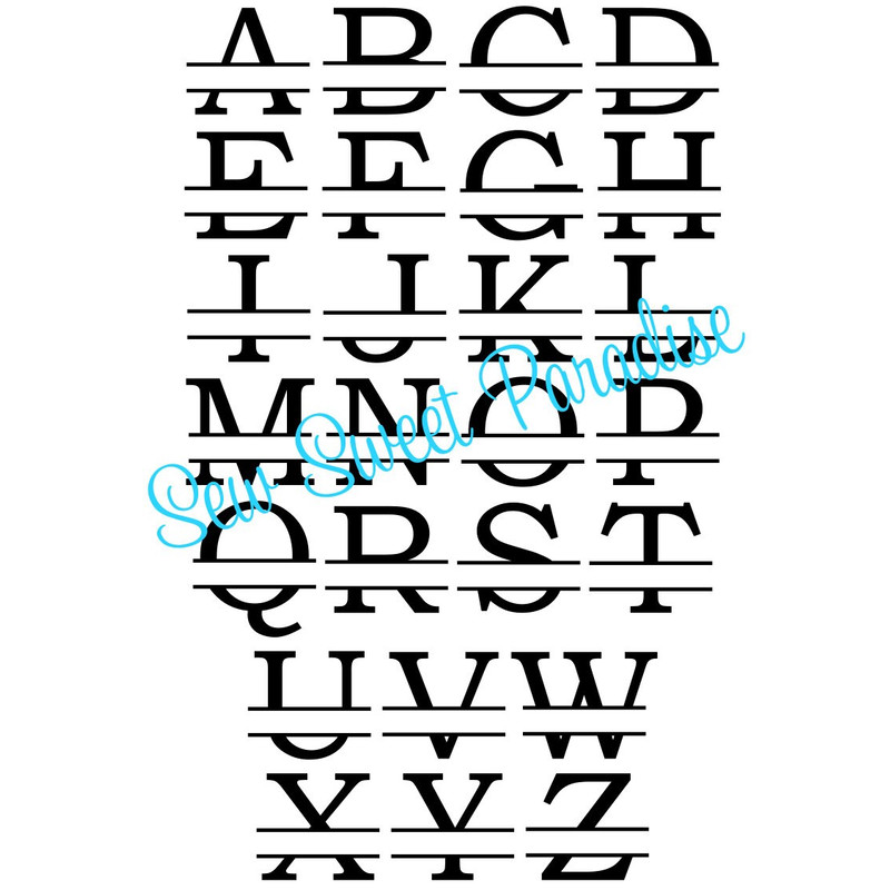 Split Monogram SVG + TTF Alphabet, Split Monogram Font, Digital Download, Cut Files, Engraving, 26 svgpngdxf files + TTF file - 2.jpg