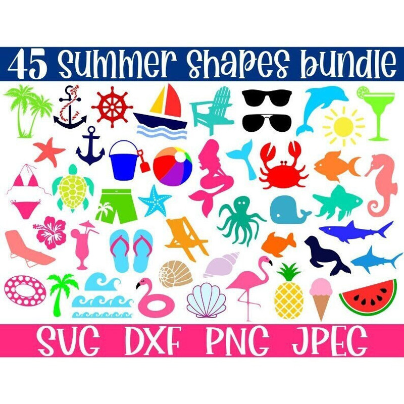 Summer SVG Bundle, Beach SVG, Ocean SVG, Swimming, Digital Download, Cut Files, Sublimation, Clipart (45 individual svgpngdxfjpeg files) - 1.jpg