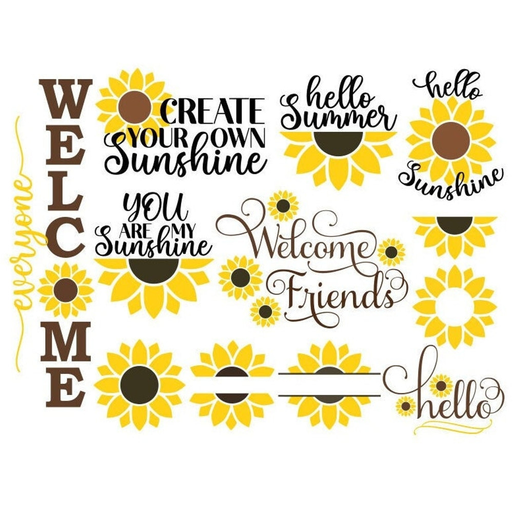 Sunflower SVG Bundle, Welcome SVG, Porch Sign SVG, Digital Download, Cut Files, Sublimation, Clipart (includes 12 svgpngdxf file formats) - 1.jpg