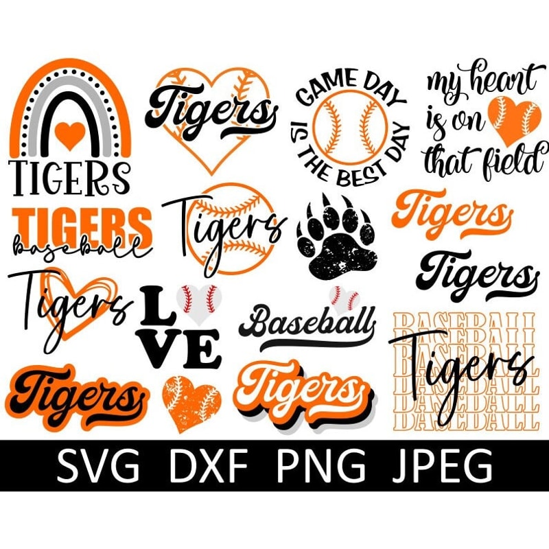 Tigers SVG Bundle, Baseball SVG, Tigers Shirt SVG, Digital Download, Cut File, Clipart, Sublimation (16 individual svgpngdxfjpeg files) - 1.jpg