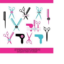 hairdresser svg cut files, hairstylist svg, hairdresser monogram svg, hairdresser scissors svg, dxf, svg, silhouette svg