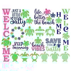 turtle svg bundle, sea turtle frames svg, porch sign svg, digital download, cut files, sublimation, clipart (19 svgdxfpn