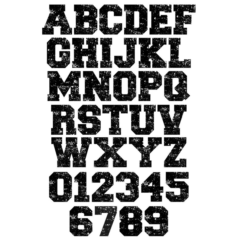 Varsity Block Font Grunge Font SVG, Letters + Numbers, School, Sports, Digital Download, 36 Individual svgdxfpng Files + installable TTF - 2.jpg