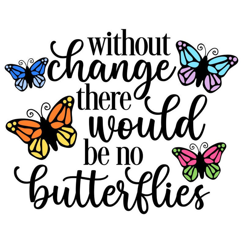 Without Change There Would Be No Butterflies SVG, Digital Download, Cut File, Sublimation, Butterfly Clipart (svg, dxf, png, jpeg files) - 1.jpg