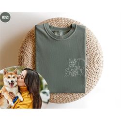 Custom Pet Portrait Shirt, Comfort Colors Personalized Portrait With Dog Tshirt, Pet Portrait From Photo, Cat Mama Tee,