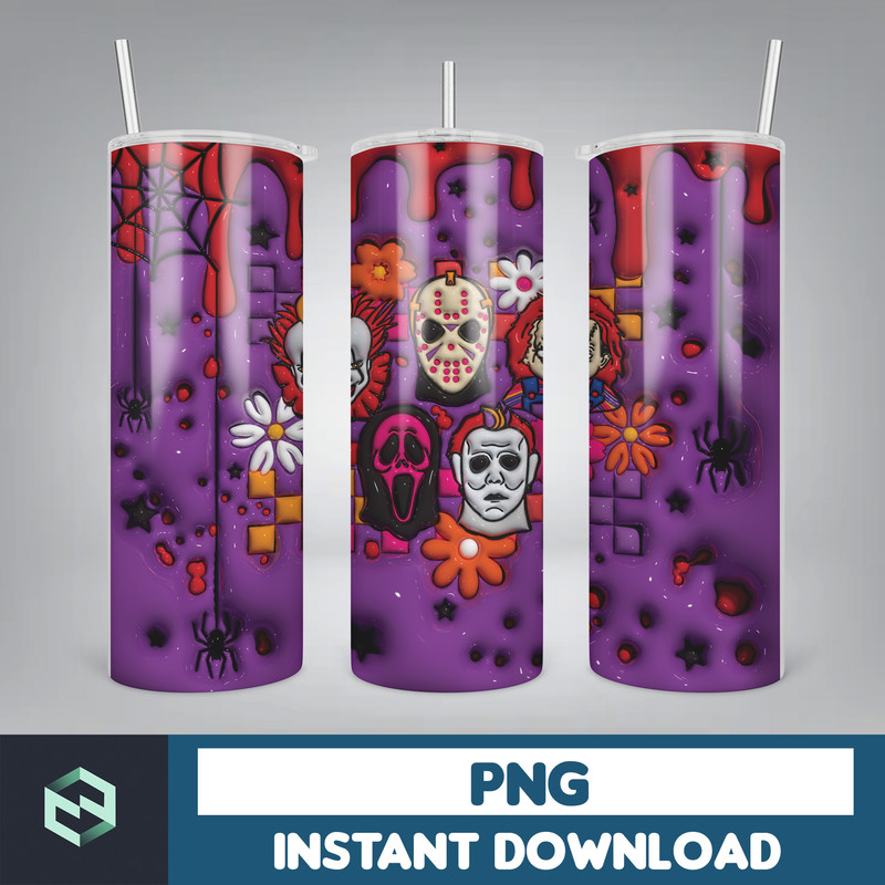 3D Inflated Sublimation Tumbler Design Download PNG, 20 Oz Digital Tumbler Wrap PNG , Instant Download (31).jpg