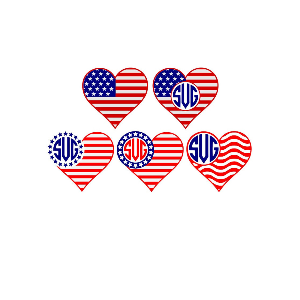 4th of July SVG Bundle, Patriotic Hearts SVG, America SVG, Digital Download, Cut Files, Sublimation, Clip Art (5 svgpngdxf files) - 2.jpg