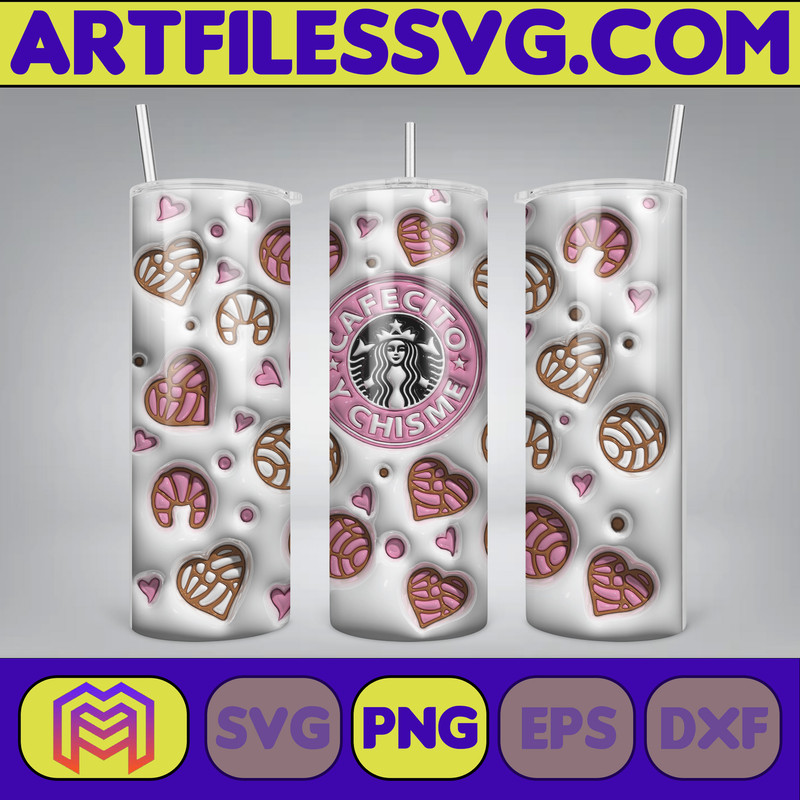 3D Inflated Sublimation Tumbler Design Download PNG, 20 Oz Digital Tumbler Wrap PNG , Instant Download (1).jpg