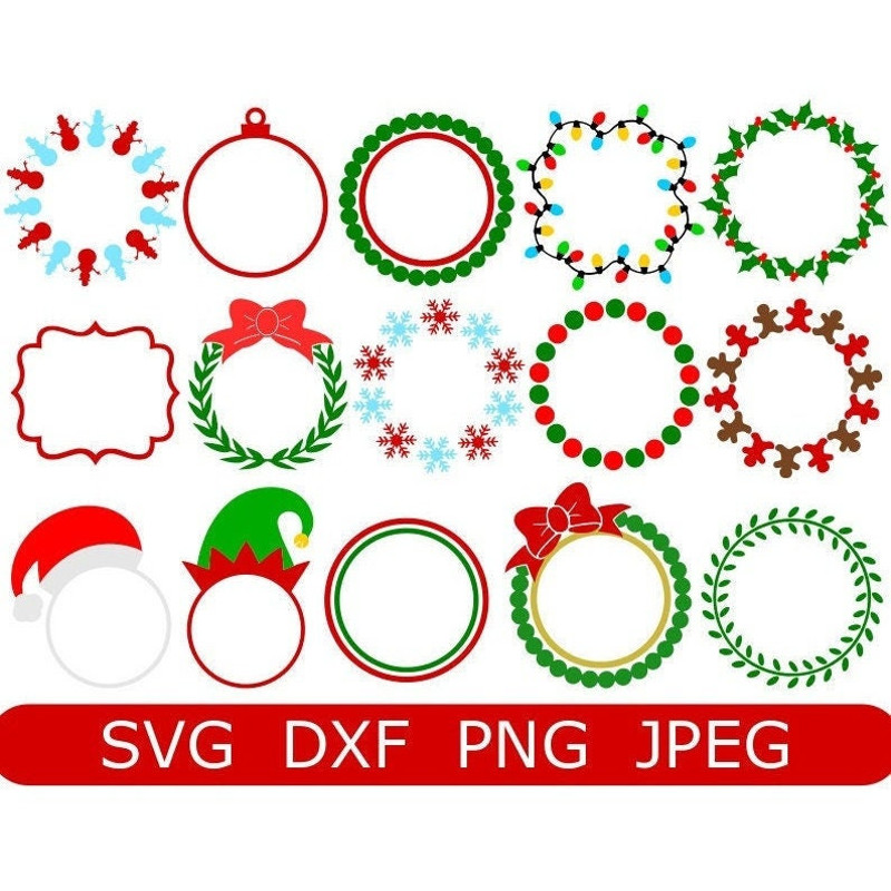 Christmas Monogram Frames SVG Bundle, Christmas SVG, Digital DownloadCut Files, Sublimation, Clipart (15 individual svgdxfpngjpeg files) - 1.jpg