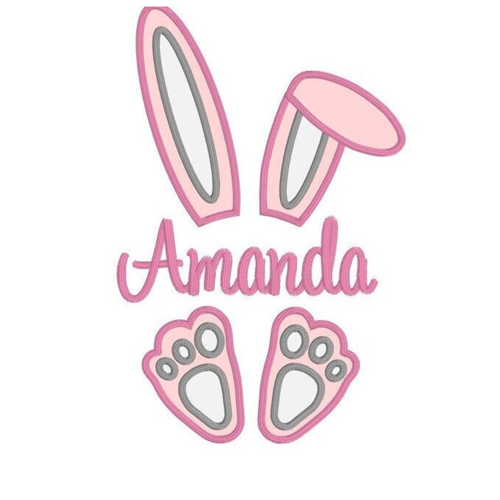 Easter Bunny Applique Design, MACHINE EMBROIDERY, Easter Bunny Embroidery Design, Digital Download, 5x7 and 6x10 Hoop - 1.jpg