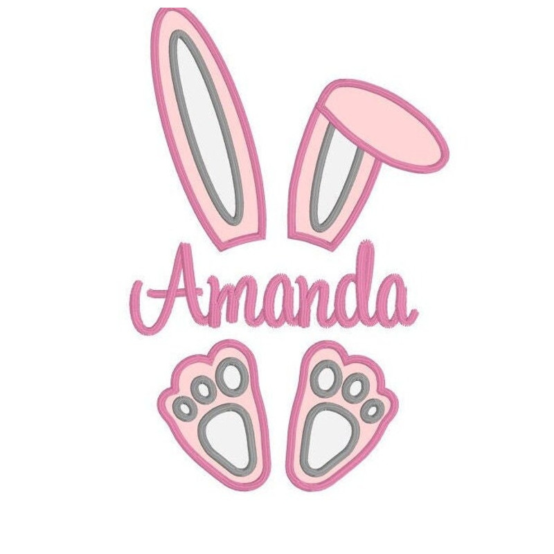 Easter Bunny Applique Design, MACHINE EMBROIDERY, Easter Bunny Embroidery Design, Digital Download, 5x7 and 6x10 Hoop - 1.jpg