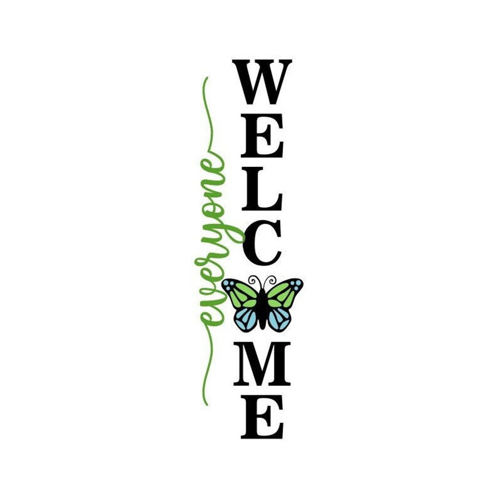 Everyone Welcome Butterfly Porch Sign SVG, Digital Download, Cut File, Sublimation, Butterfly Clipart (svg, dxf, png, jpeg files) - 1.jpg
