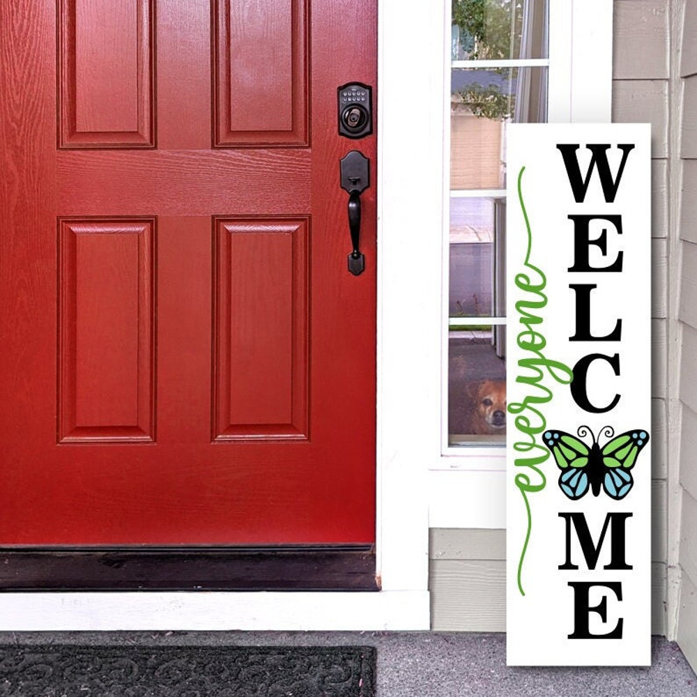 Everyone Welcome Butterfly Porch Sign SVG, Digital Download, Cut File, Sublimation, Butterfly Clipart (svg, dxf, png, jpeg files) - 2.jpg