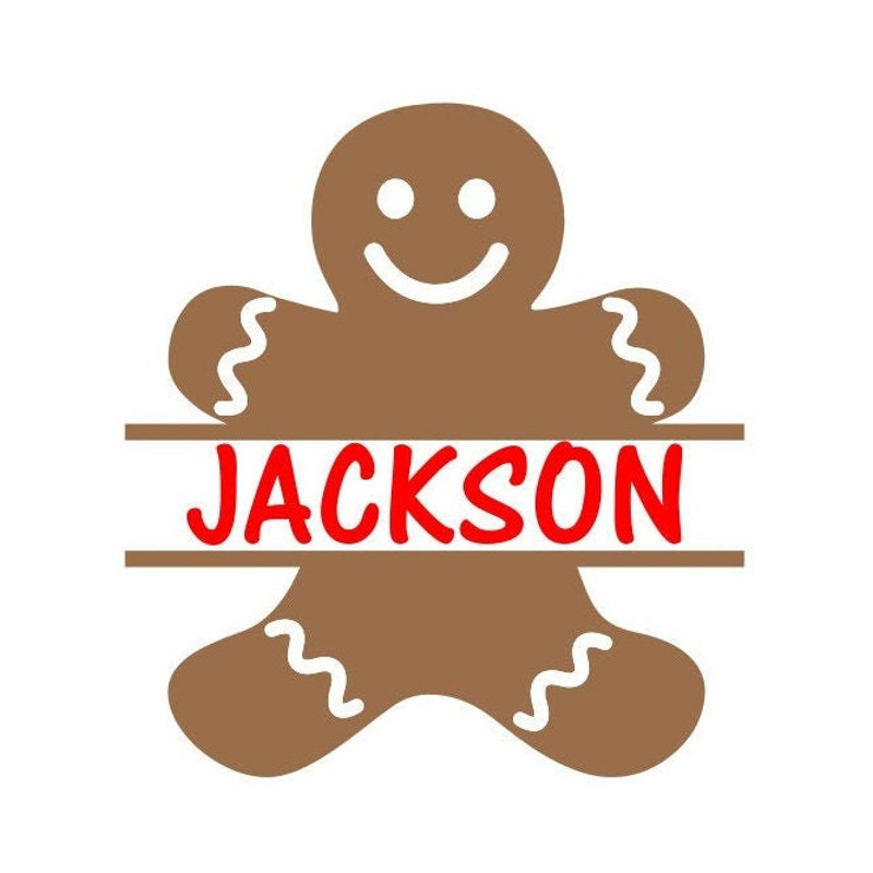 Gingerbread Man SVG, Christmas SVG, Split Name Frame SVG, Digital Download, Cut File, Sublimation, Clip Art (svgdxfpngjpeg files) - 1.jpg