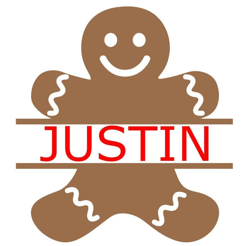 Gingerbread Man SVG, Christmas SVG, Split Name Frame SVG, Digital Download, Cut File, Sublimation, Clip Art (svgdxfpngjpeg files) - 2.jpg