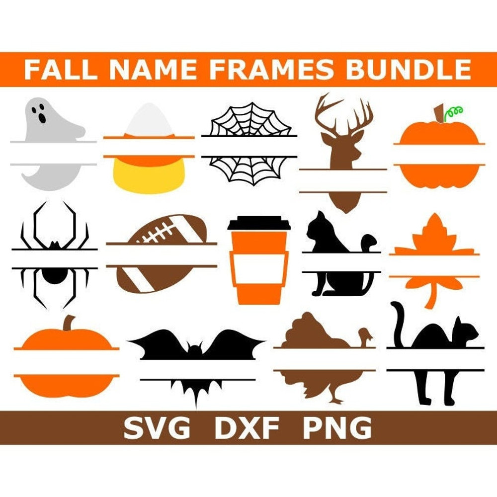 Halloween SVG Bundle, Split Name Frames SVG, Digital Download, Cut File, Sublimation, Clip Art (includes 14 svg, dxf, png file formats) - 1.jpg