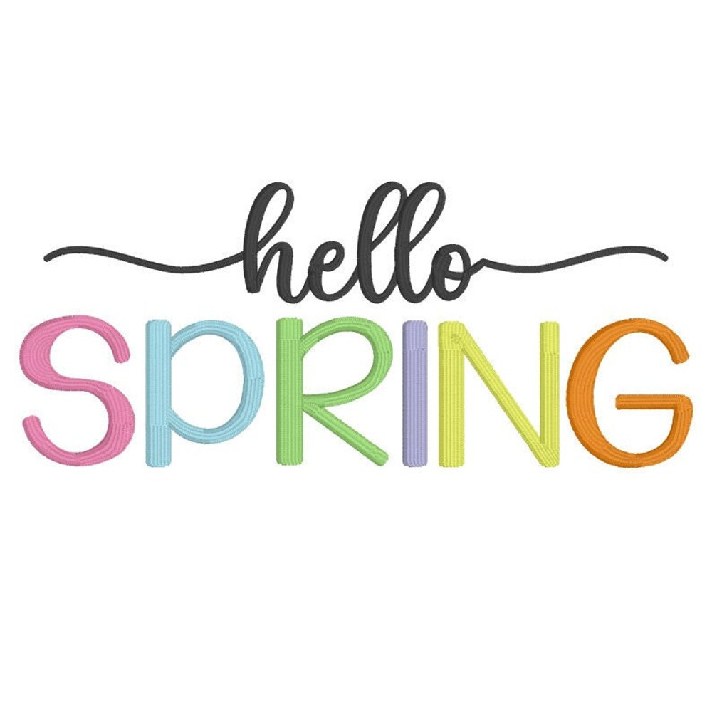 Hello Spring Embroidery Design, Easter MACHINE EMBROIDERY, Easter Embroidery, Digital Download, 4x4, 5x7, 6x10, 7x12 Hoop - 1.jpg