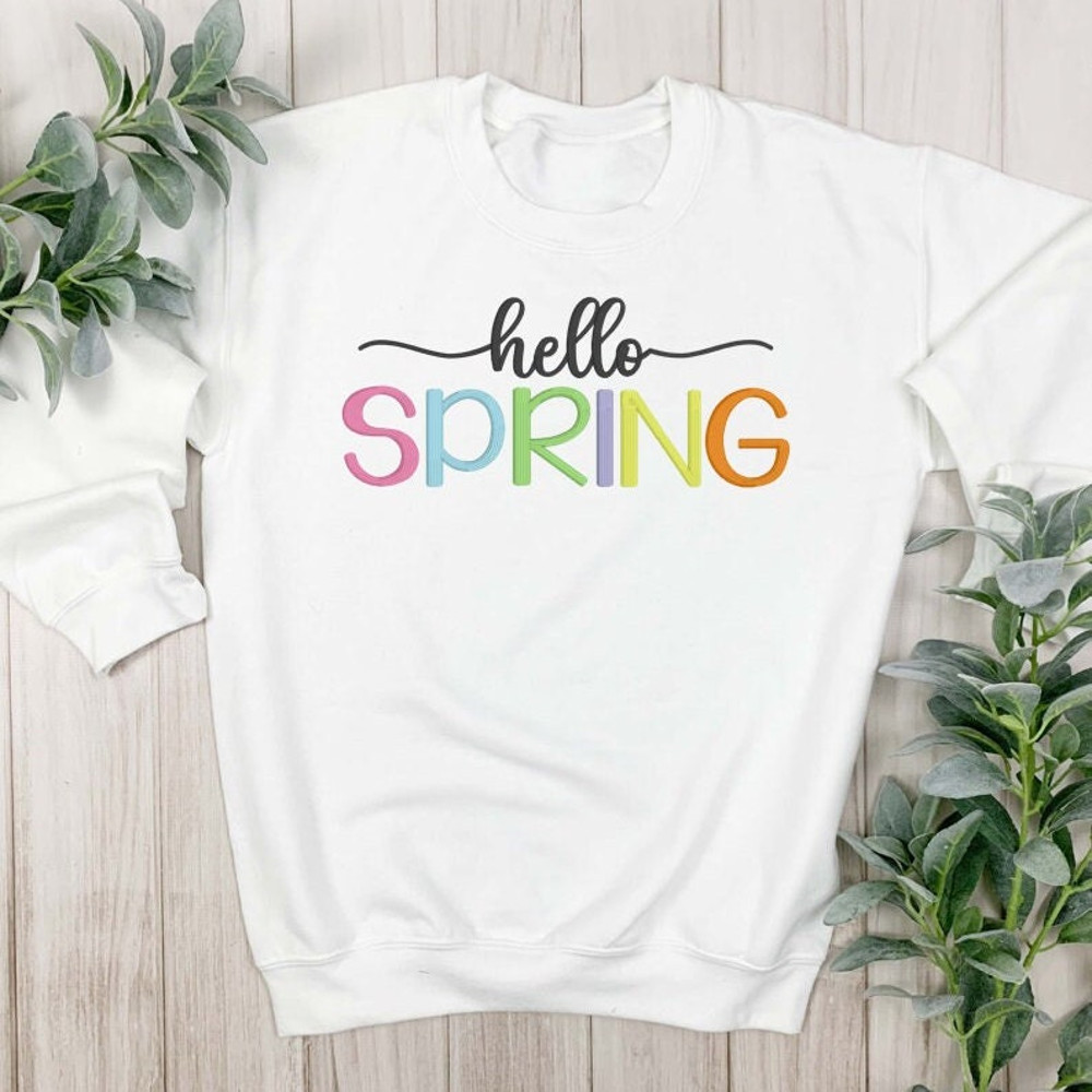 Hello Spring Embroidery Design, Easter MACHINE EMBROIDERY, Easter Embroidery, Digital Download, 4x4, 5x7, 6x10, 7x12 Hoop - 2.jpg
