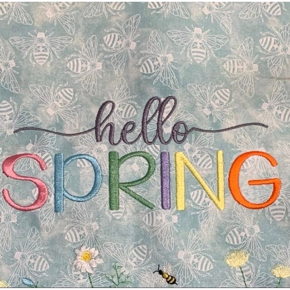 Hello Spring Embroidery Design, Easter MACHINE EMBROIDERY, Easter Embroidery, Digital Download, 4x4, 5x7, 6x10, 7x12 Hoop - 3.jpg