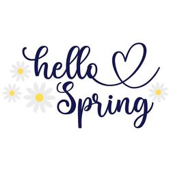 hello spring svg, spring door sign svg, easter svg, daises, digital download, cut file, sublimation, clip art (svgpngdxf