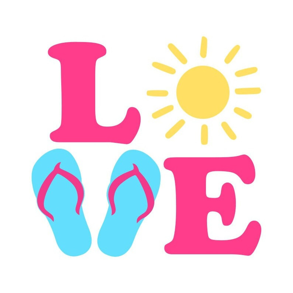 Love Summer SVG, Summer SVG, Flip Flops SVG, Summer Sunshine, Digital Download, Cut File, Sublimation, Clip Art (svgpngdxfjpeg formats) - 1.jpg