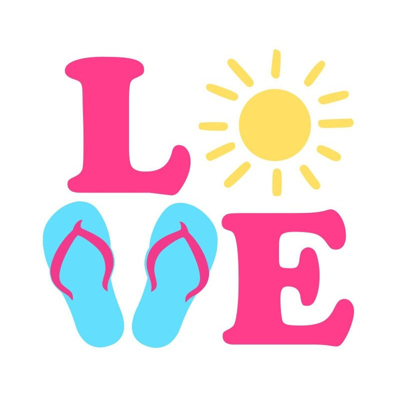 Love Summer SVG, Summer SVG, Flip Flops SVG, Summer Sunshine, Digital Download, Cut File, Sublimation, Clip Art (svgpngdxfjpeg formats) - 1.jpg