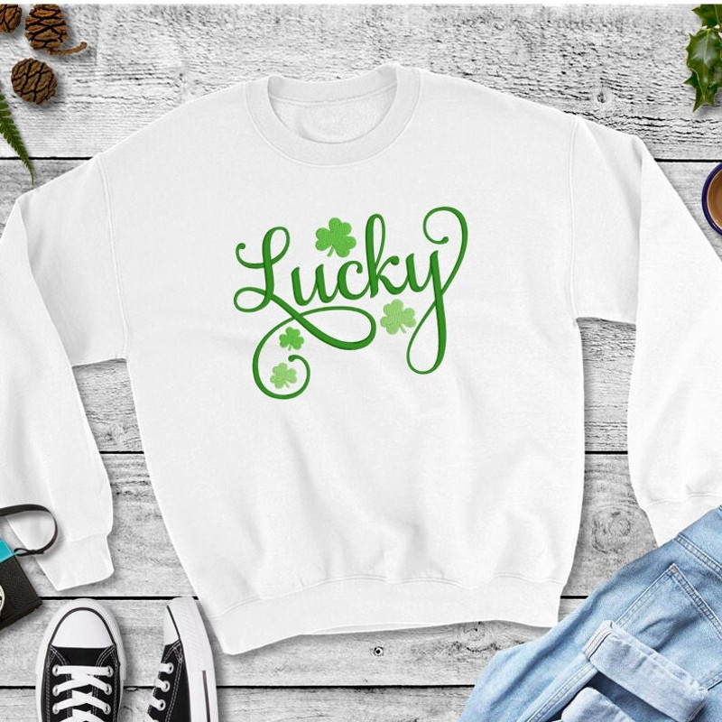 Lucky Shamrock Embroidery Design, Lucky MACHINE EMBROIDERY, St Patrick's Day, Digital Download, 4x4, 5x7, 6x10 Hoop - 2.jpg