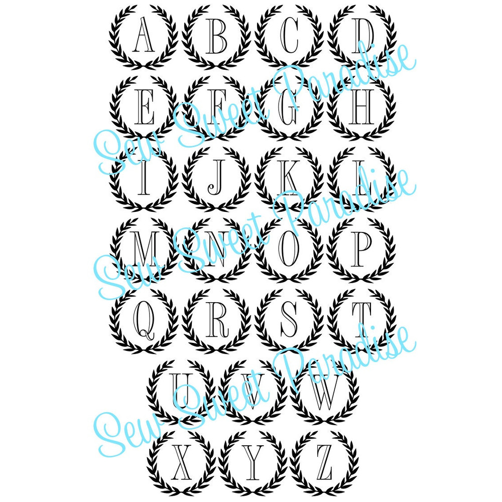 Monogram SVGDXFPNG Alphabet, Laurel Engraved Alphabet, Digital Download, Cut File, Engraving, Clip Art, 26 Individual svgdxfpng files - 2.jpg