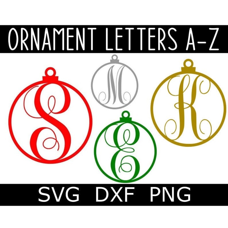 Monogram SVGDXFPNG Alphabet, Christmas Ornament Letters Alphabet, Digital Download, Cut File, Sublimation, Clip Art, 26 svgdxfpng files - 1.jpg